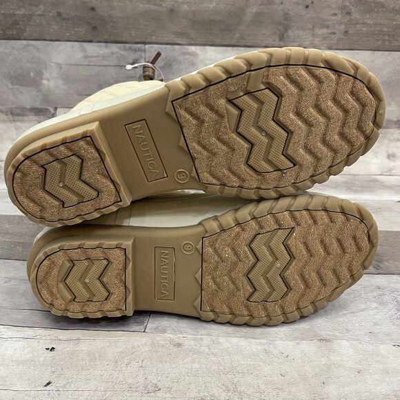 Nautica Dorsay Duck Boots Warm Quilted Rubber Snow Boot Womens Size 9 Ivory - Picture 7 of 10